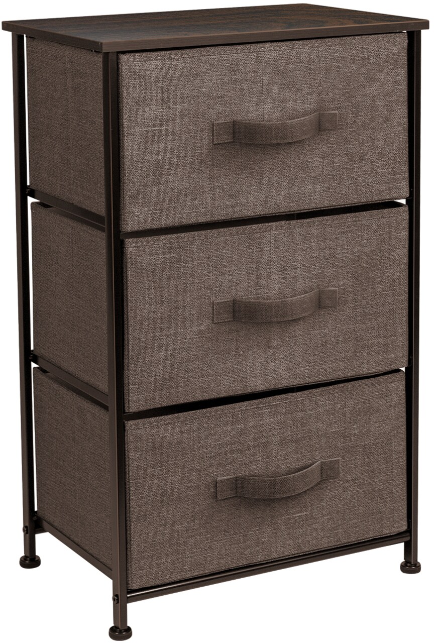 Sorbus Dresser with 3 Drawers - Bedside Furniture & Accent End Table Chest for Home, Bedroom Accessories, Office, College Dorm, Steel Frame, Wood Top, Fabric Drawers
